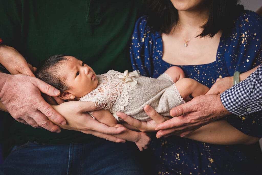 Bay area styled studio shoot with newborn