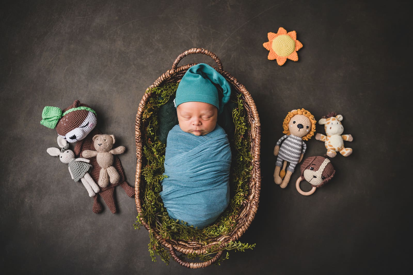 Swaddled newborn sleeping peacefully