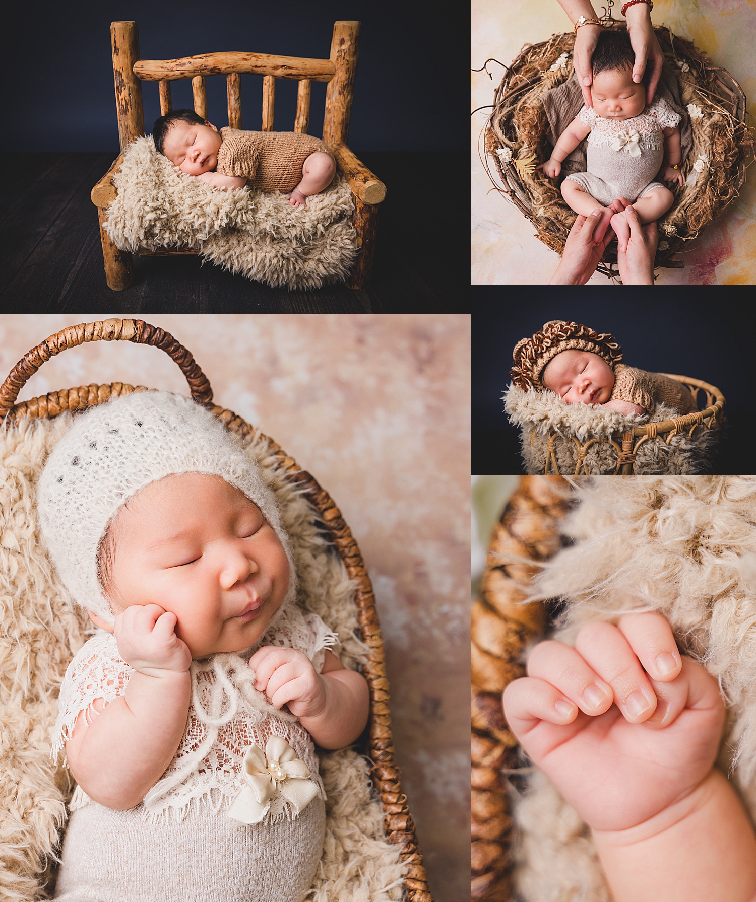 sweet baby snuggled in studio showing when to book your newborn photographer